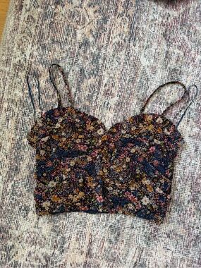 Floral Smocked Crop Tank Top - Navy Floral